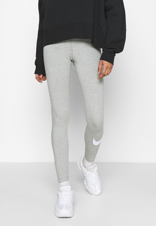 Nike Sportswear W NSW ESSNTL LGGNG SWOOSH MR - Leggings - Trousers - grey heather/white