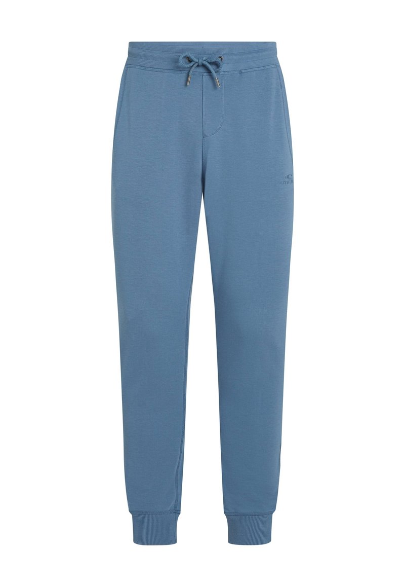 Blaue Jogginghose aus weichem Stoff, mit elastischem Bund und verstellbarem Kordelzug, gerippten Bündchen und dezentem Logo-Detail.