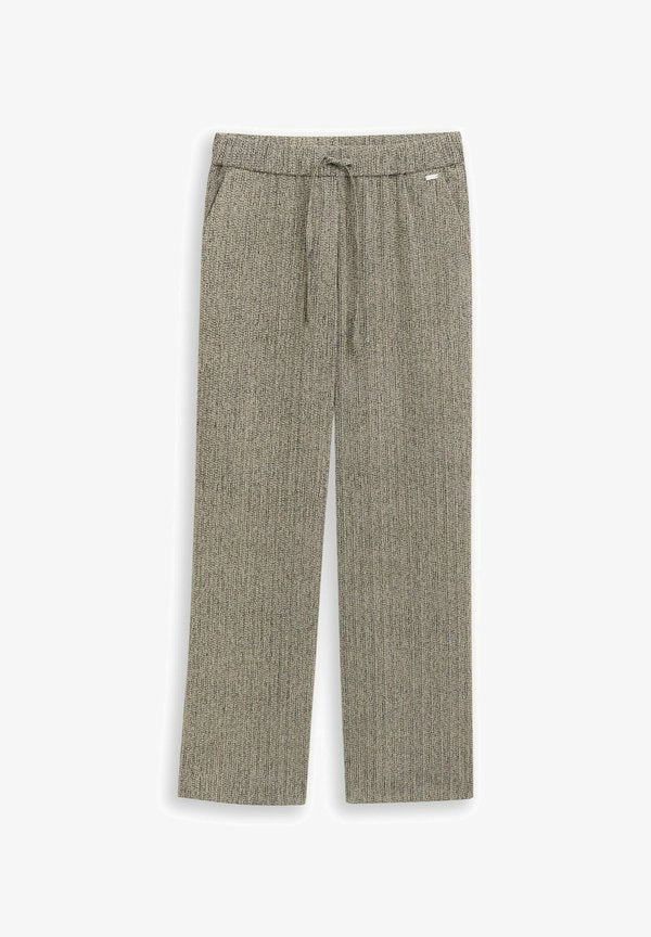 TOM TAILOR LOOSE WIDE - Trousers - beige/black structure