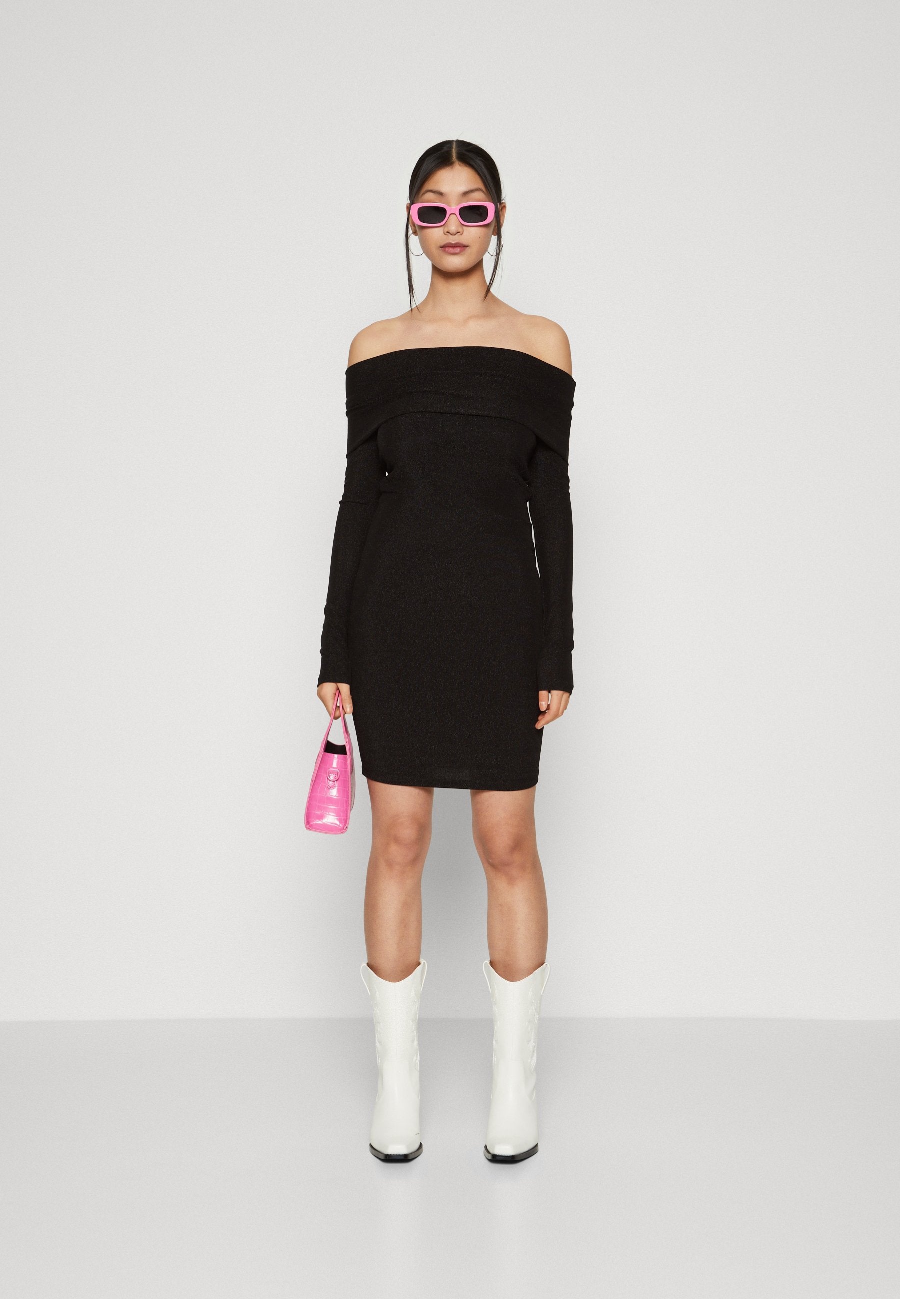 Gina Tricot GLITTER OFF SHOULDER DRESS
