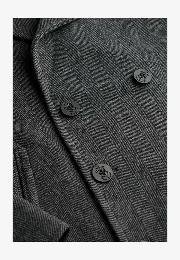 Superdry & Co MERCHANT PEA - Short coat - charcoal herringbone