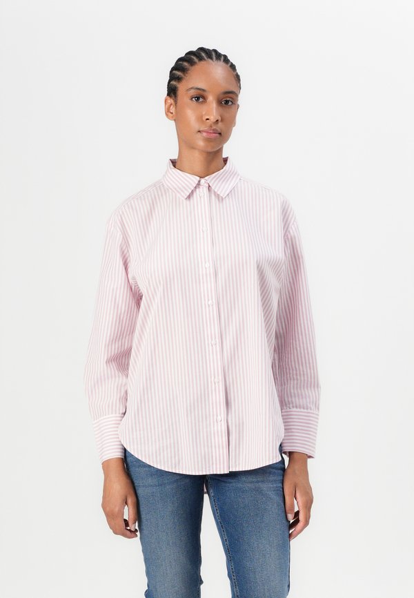 TOM TAILOR BLOUSE SHIRT - Button-down blouse - mid pink/white
