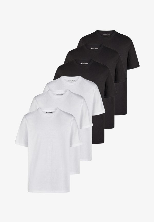 Jack & Jones 6 PACK - Basic T-shirt - 3x black & 3x white (12284978)