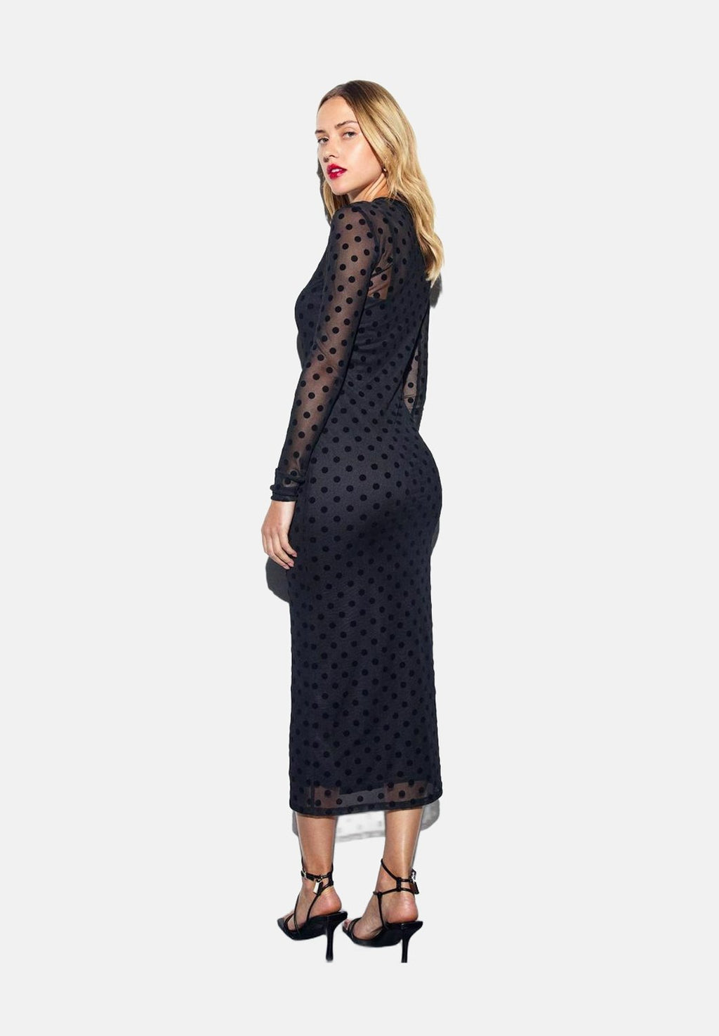 New Look  FLOCKED POLKA DOT MIDI
