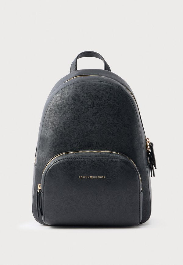 Tommy Hilfiger METALLIC LOGO PEBBLE GRAIN BACKPACK - Backpack - black