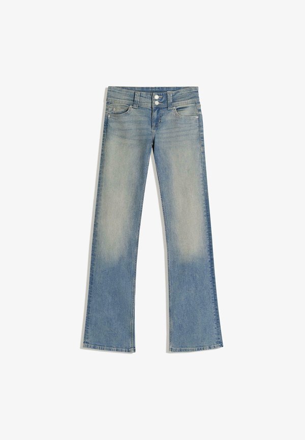 Bershka WITH FLAPS - Bootcut jeans - blue denim