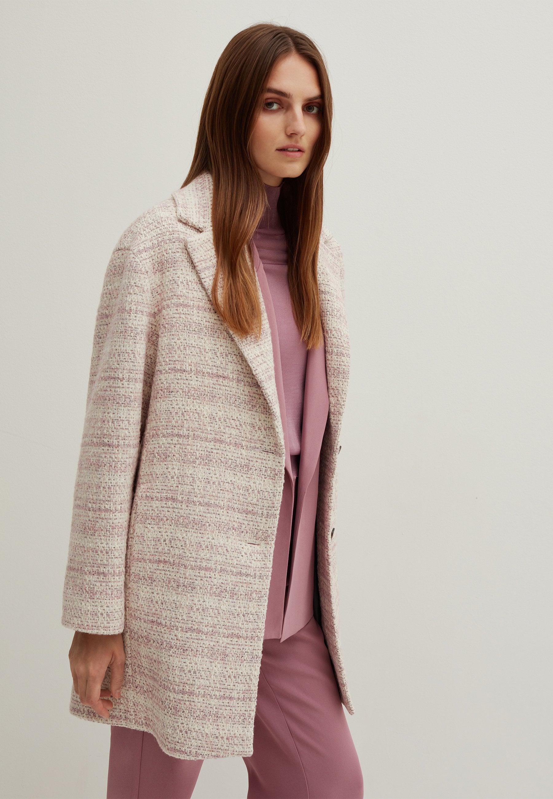 Stefanel TWEED-EFFECT, SINGLE-BREASTED COAT.