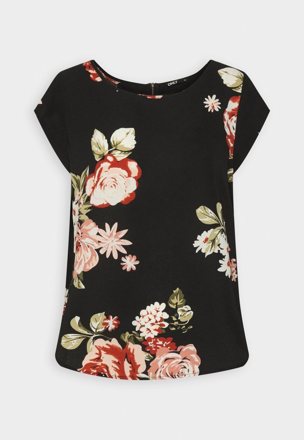 ONLY ONLVIC S/S AOP TOP NOOS PTM - Blouse - black