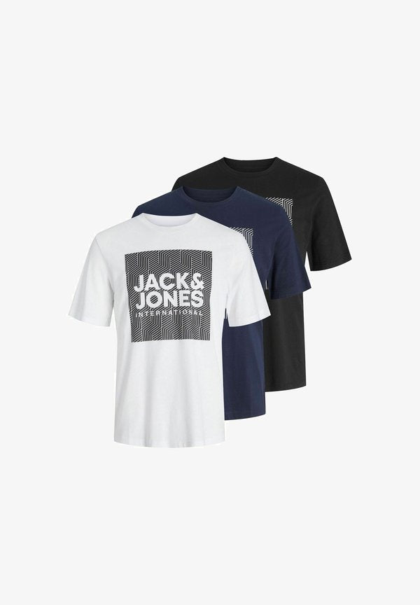 Jack & Jones 3-pack Printed - Print T-shirt - black