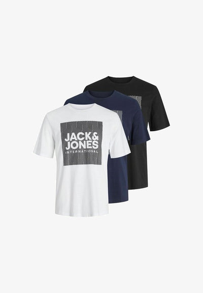 Jack & Jones 3-pack Printed - Print T-shirt - black
