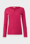 TOM TAILOR T-SHIRT STRIPE HENLEY - Long sleeved top - dark pink