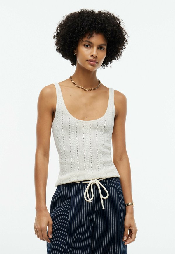 Tommy Hilfiger TOMMY HILFIGER POINTELLE SLIM SCOOP NECK TANK TOP - Top - ivory petal