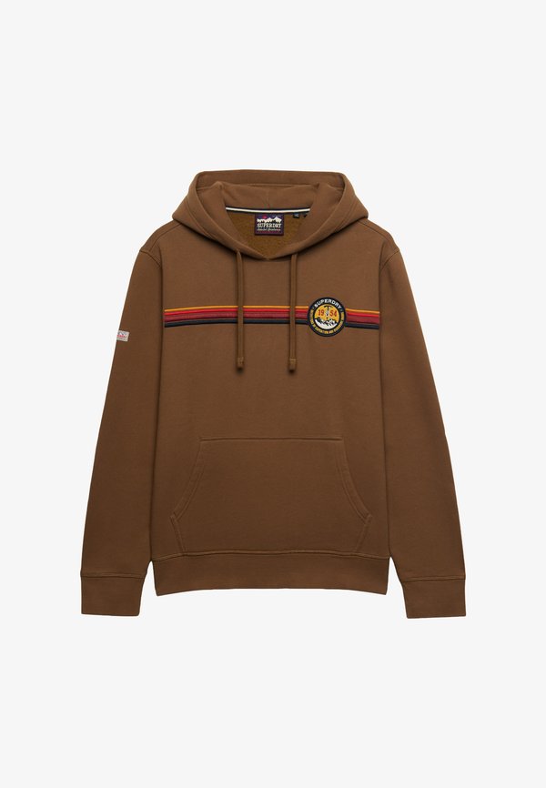 Superdry & Co SUPERDRY OUTDOORS STRIPE LOGO HOODIE.. - Hoodie - deep brown