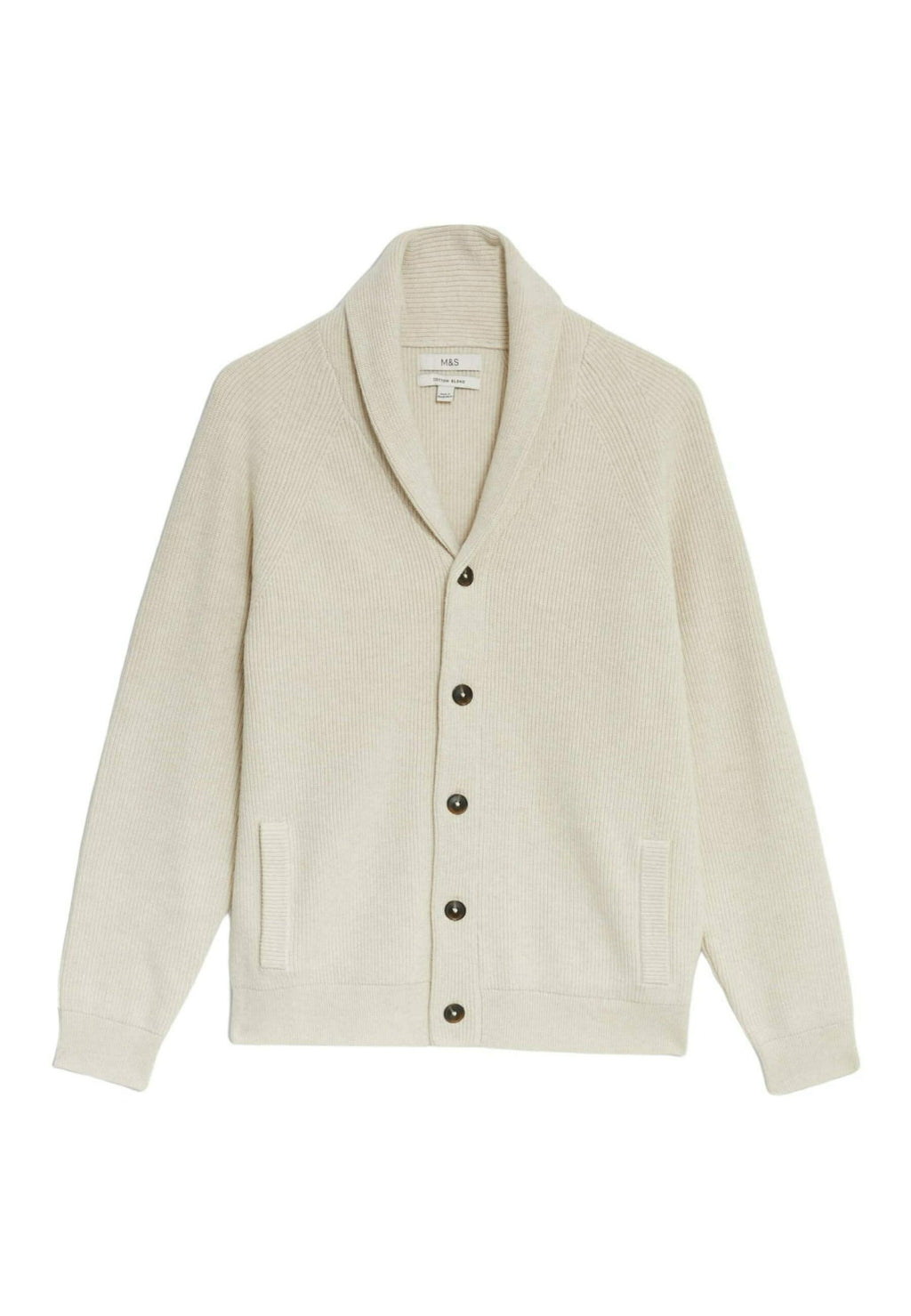 Marks & Spencer Cotton Blend Ribbed Shawl Collar