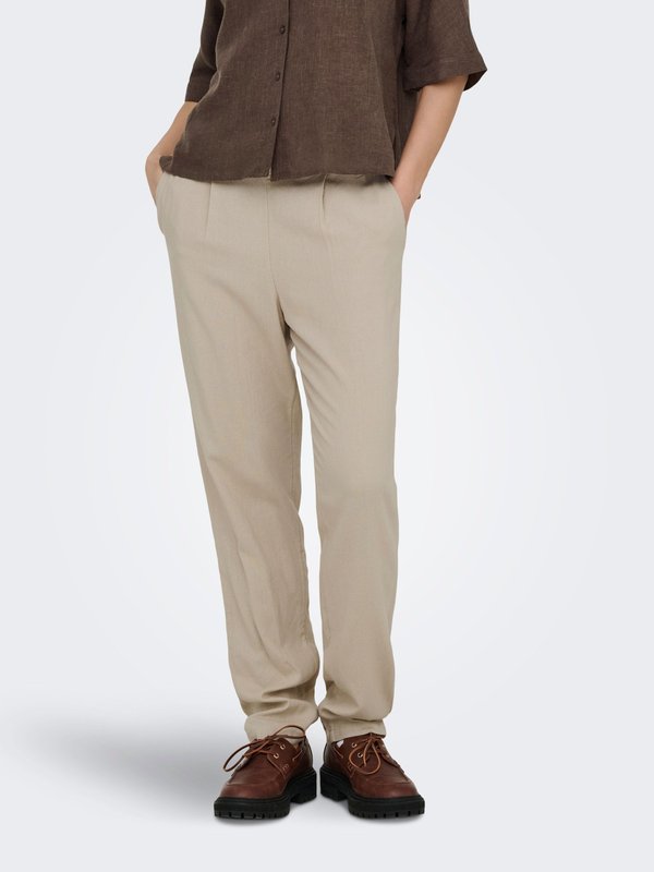 ONLY ONLGOA-POPTRASH Comfort Fit Linen - Trousers - oxford tan