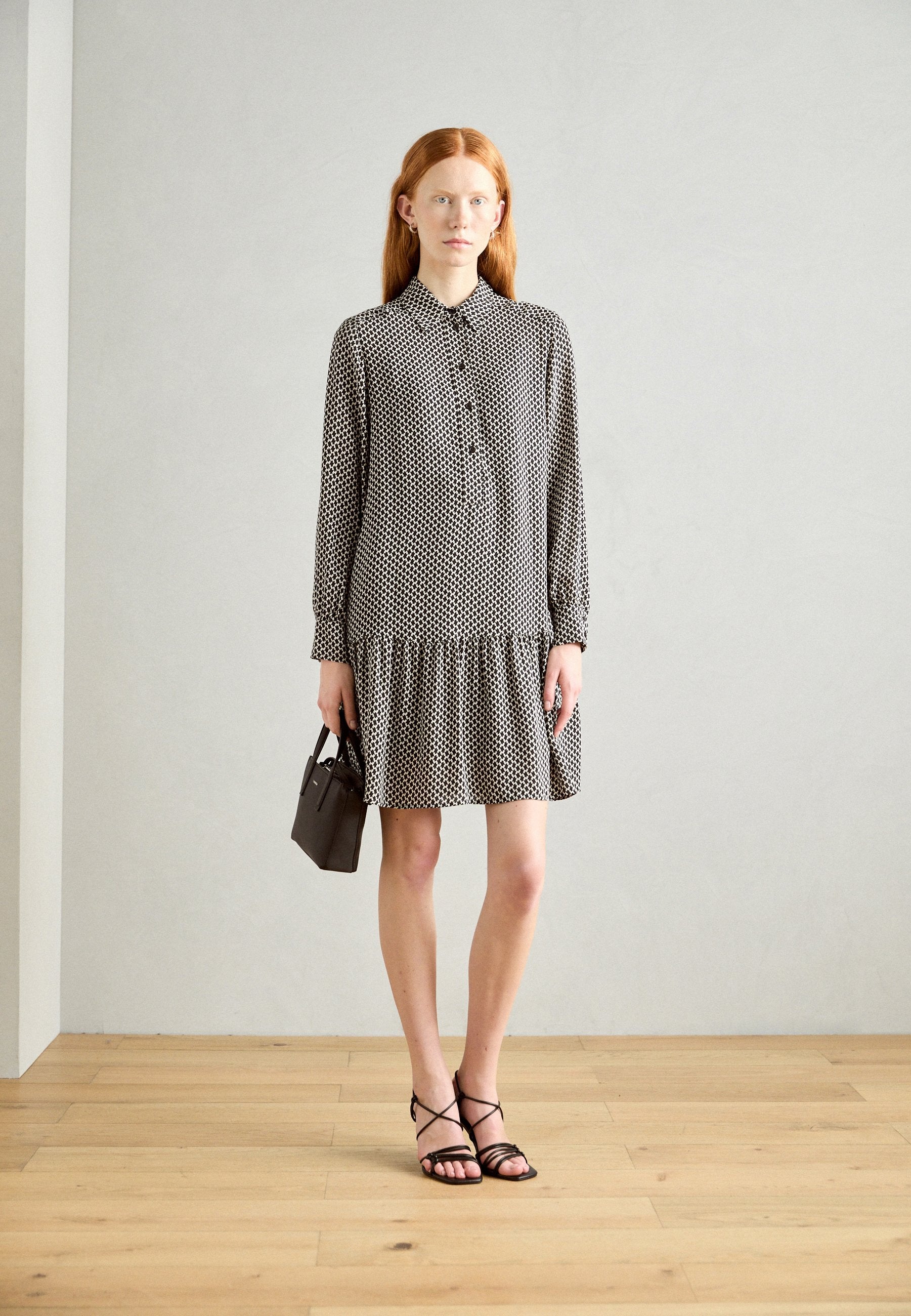 Marc O'Polo DRESS A-SHAPE SHIRT STYLE VOLANT SKIRT LONG SLEEVE KENT COLLAR