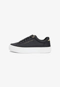 Tommy Hilfiger METALLIC LOGO PLATFORM TRAINERS WITH LEATHER - Trainers - black/ancient white