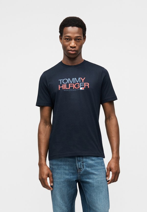 Tommy Hilfiger LOGO JERSEY CREW NECK T-SHIRT - Print T-shirt - desert sky