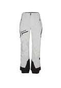 GORE-TEX Schneehose in Weiß mit schwarzen Akzenten, ausgestattet mit Reißverschlusstaschen, verstellbarem Bund und verstärkten Bündchen für Langlebigkeit.