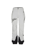 GORE-TEX Schneehose in Weiß mit schwarzen Akzenten, ausgestattet mit Reißverschlusstaschen, verstellbarem Bund und verstärkten Bündchen für Langlebigkeit.