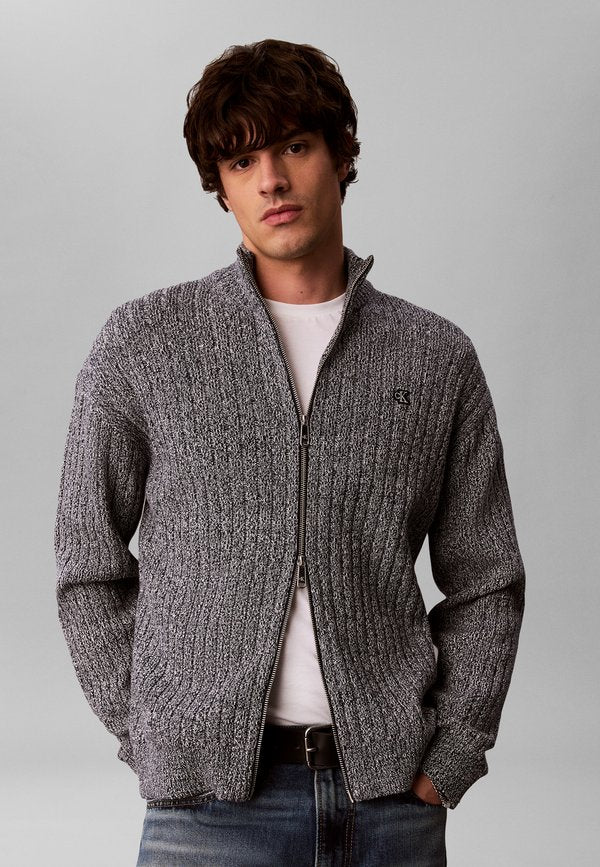 Calvin Klein Jeans VERTICAL TEXTURE  - Cardigan - dark sapphire mouline