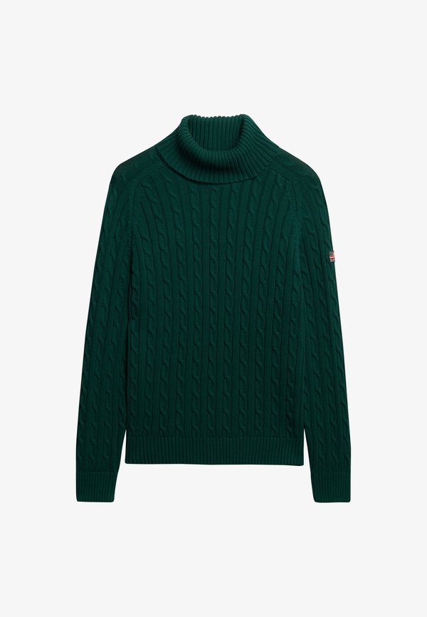 Superdry & Co SLOUCHY CABLE ROLL NECK - Jumper - darkest pine green