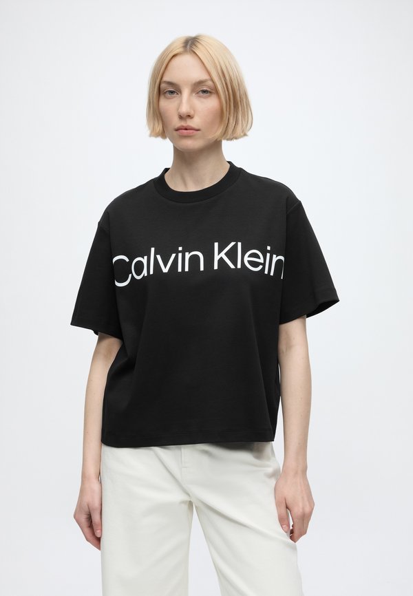 Calvin Klein Jeans BOXY LOGO GRAPHIC - Print T-shirt - black