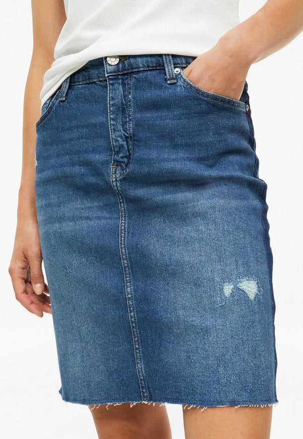 s.Oliver ROCK - Denim skirt - blau