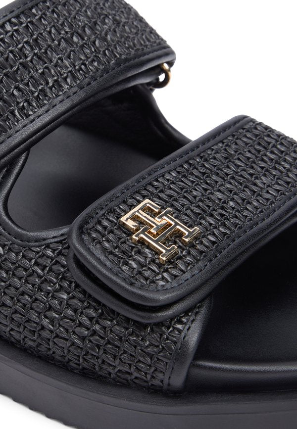 Tommy Hilfiger RAFFIA TH MONOGRAM DOUBLE STRAP SANDALS