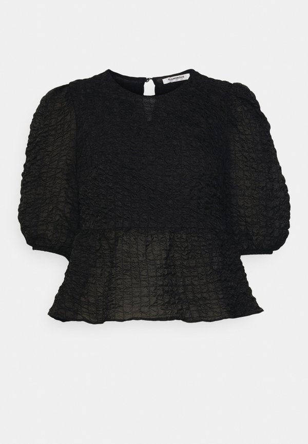 Glamorous VOLUMINOUS PEPLUM TOP WITH CREW NECK 1/2 LENGTH VOLUME SLEEVES