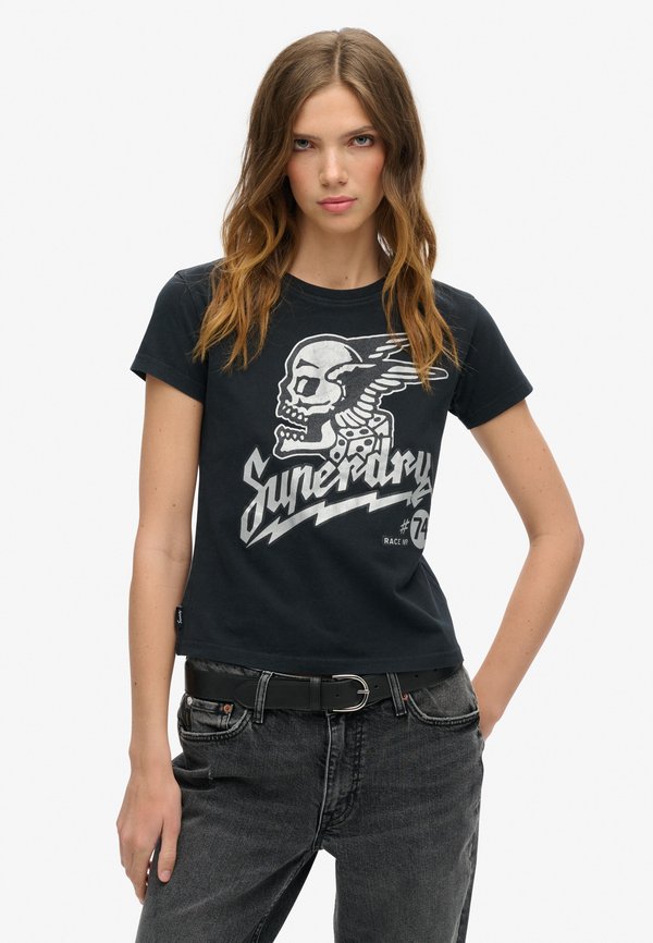Superdry & Co EMBELLISHED POSTER - Print T-shirt - jet black