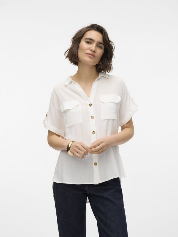 Vero Moda VMBUMPY - Button-down blouse - snow white