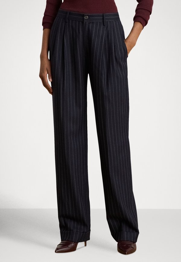 Lauren Ralph Lauren STRIPED PLEATED WOOL-BLEND TWILL PANT