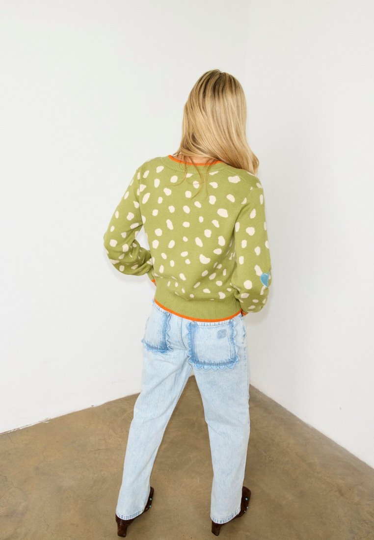 Never Fully Dressed OLIVE FAWN JACQUARD CARDIGAN
