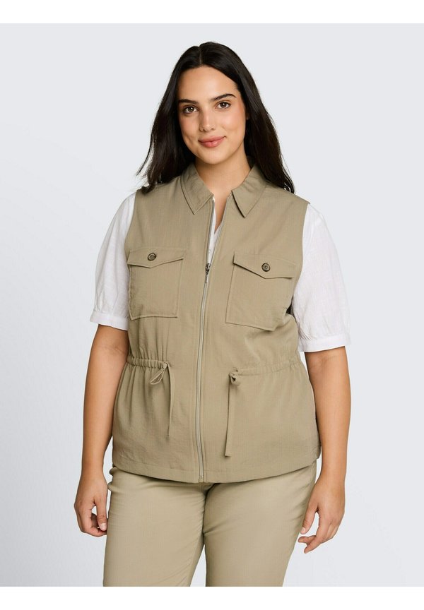 TOM TAILOR TOM TAILOR BLAZER PLUS SIZE - REGULAR FIT WESTE MIT BRUSTTASCHEN - Waistcoat - silver olive