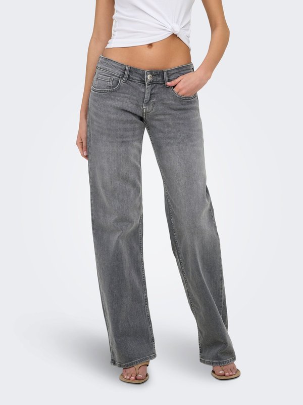 ONLY Wide-fit ONLJULLES Super low waist Wide Leg Fit - Wide Leg - grey denim