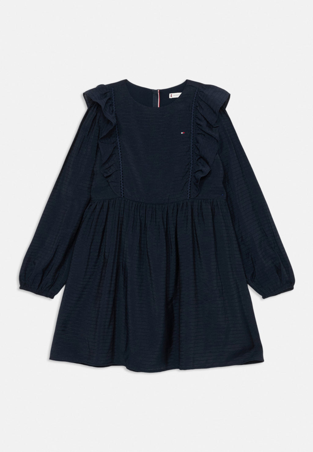 FESTIVE RUFFLE LONG SLEEVE A-LINE DRESS Media 1