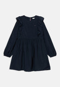 FESTIVE RUFFLE LONG SLEEVE A-LINE DRESS Media 1