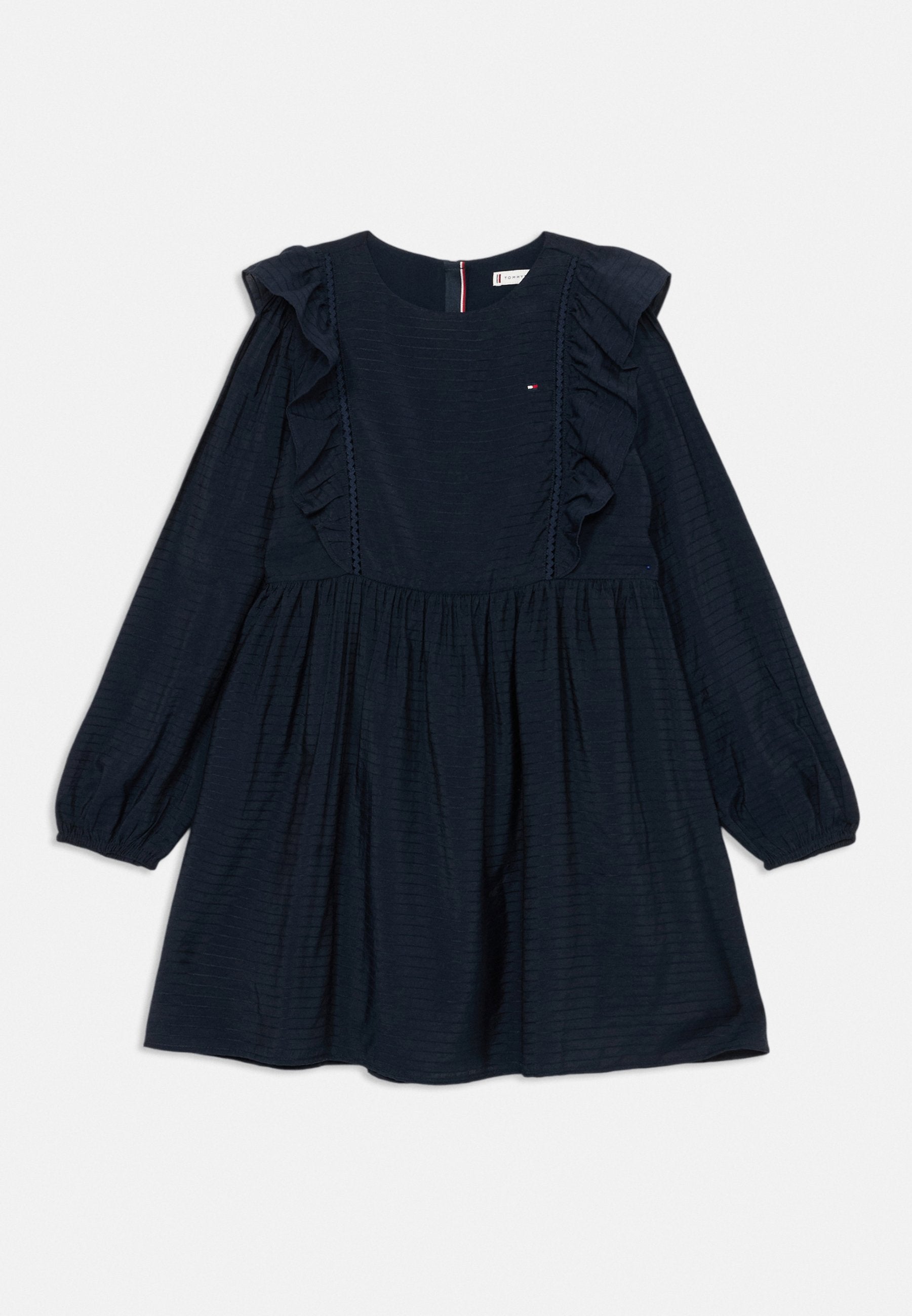FESTIVE RUFFLE LONG SLEEVE A-LINE DRESS Media 1