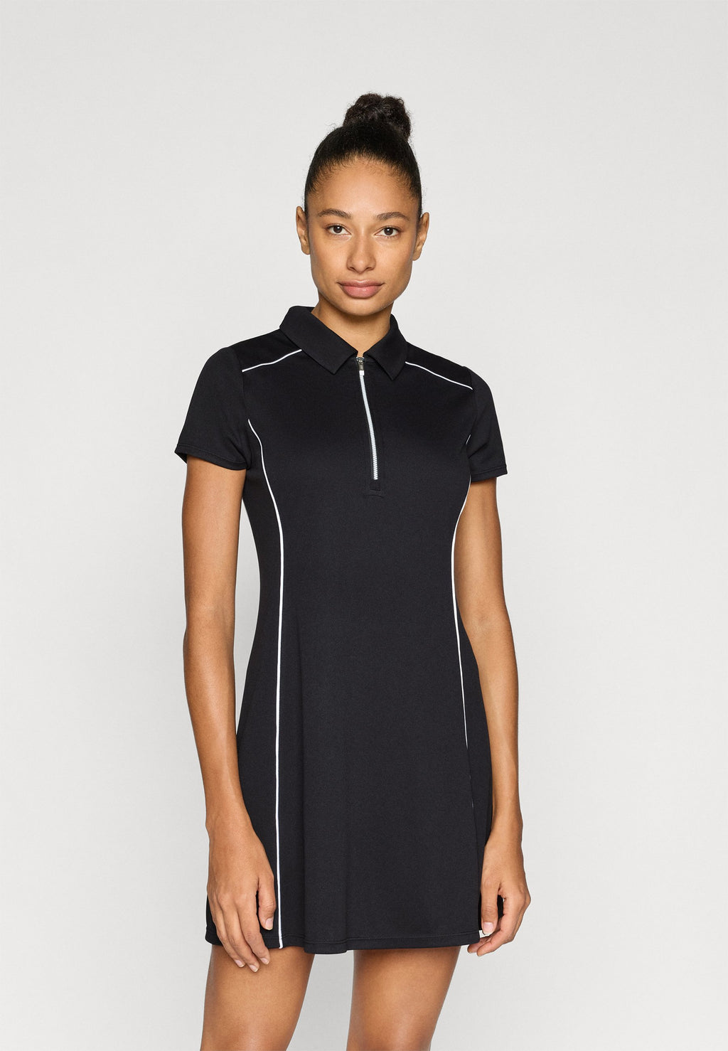 DKNY COURT HALF ZIP TEE DRESS PIPING