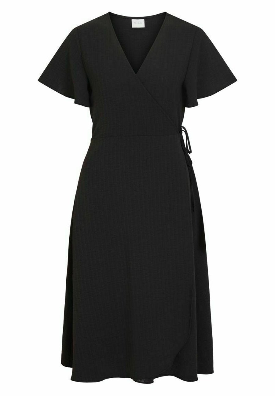 VILA VILOVIE S/S WRAP MIDI DRESS - NOOS