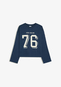 Bershka PRINTED ROUND NECK - SWEATSHIRT - Sweatshirt - royal blue