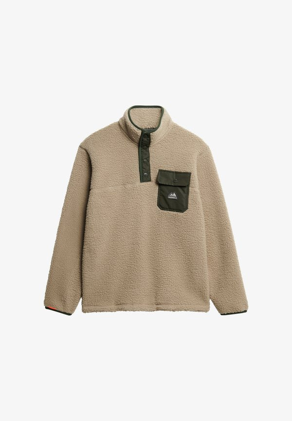 Superdry & Co FUJI HALF POPPER - Fleece jumper - winter twig beige