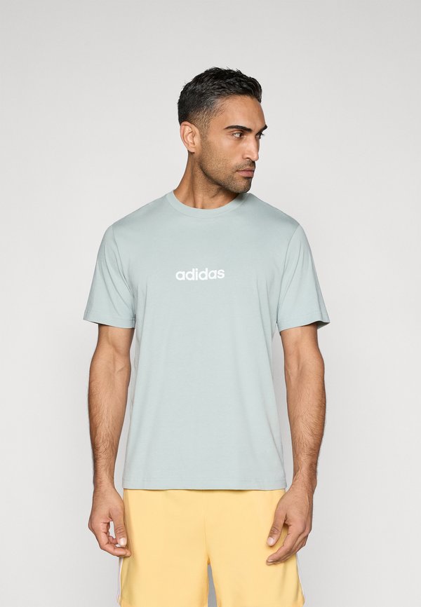 adidas Sportswear ESSENTIALS LINEAR SINGLE TEE - Print T-shirt - sage/white
