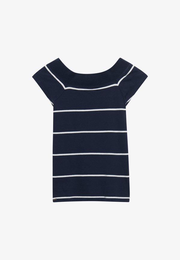 Superdry & Co SUPERDRY ATHLETIC OFF SHOULDER PATTERN TOP.. - Print T-shirt - navy stripe