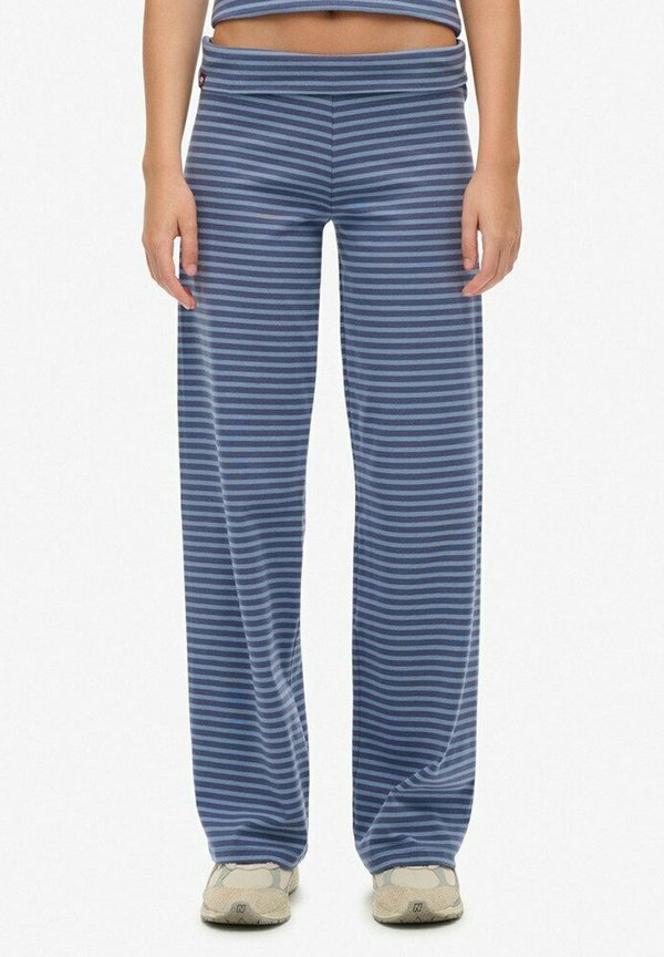 Superdry & Co ATHLETIC ESSENTIALS FOLD OVER  - Tracksuit bottoms - mariner navy tidal blue stripe