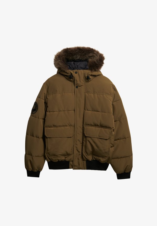Superdry & Co SUPERDRY EVEREST HOODED PUFFER BOMBER JACKET.. - Winter jacket - military olive
