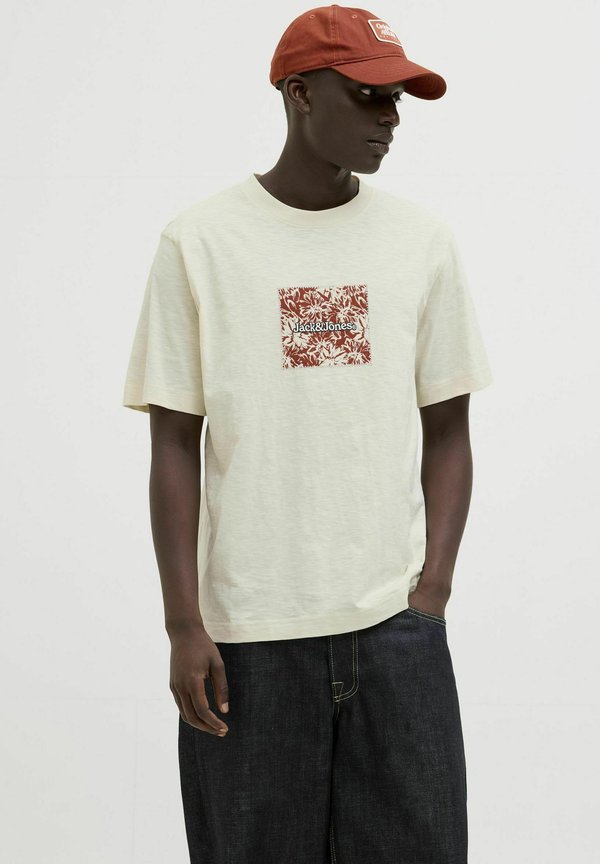 Jack & Jones Logo - Print T-shirt - antique white