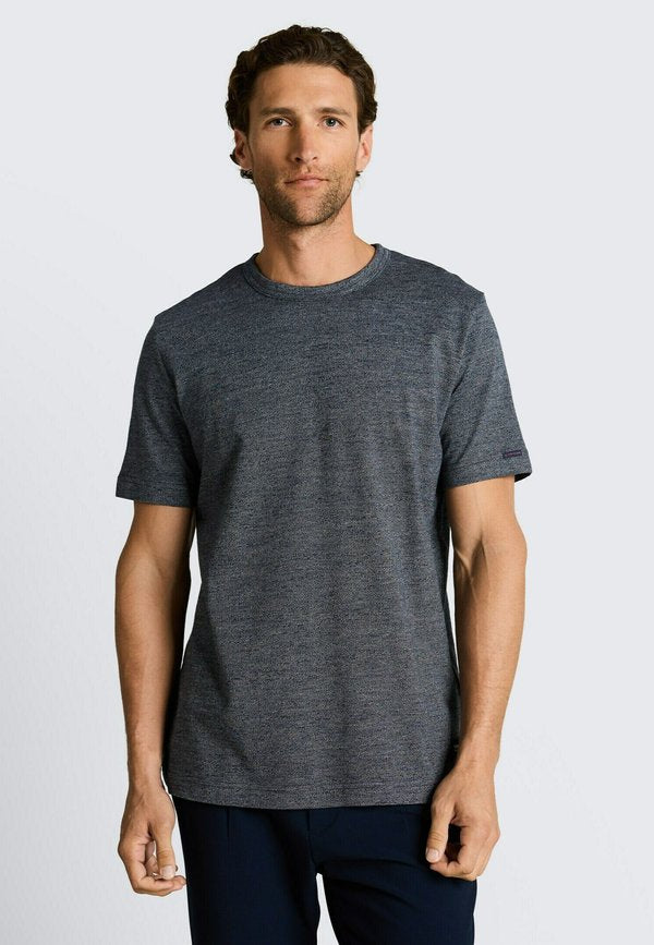 TOM TAILOR N MELANGE-OPTIK - Basic T-shirt - navy gardenia white injected