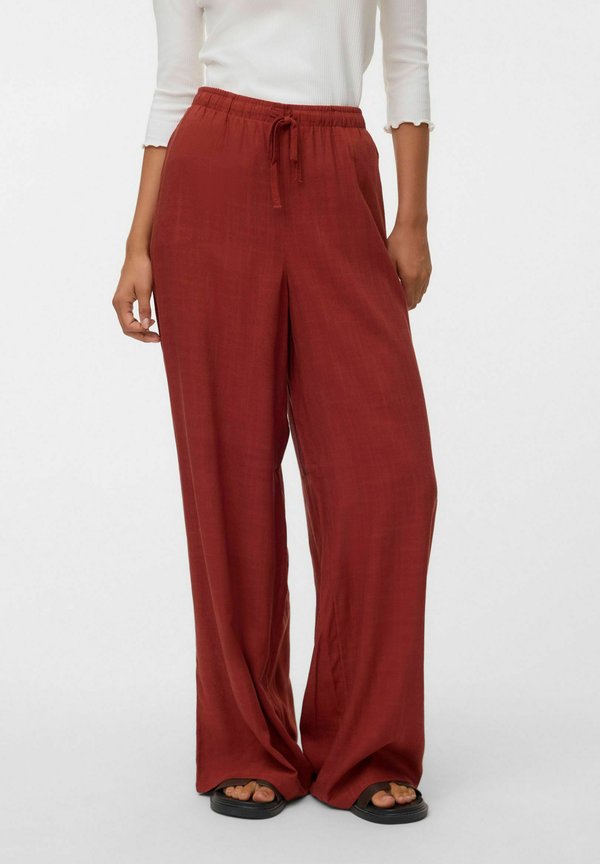 Vero Moda VMROSIE MW WIDE PANT NOOS - Trousers - burnt henna